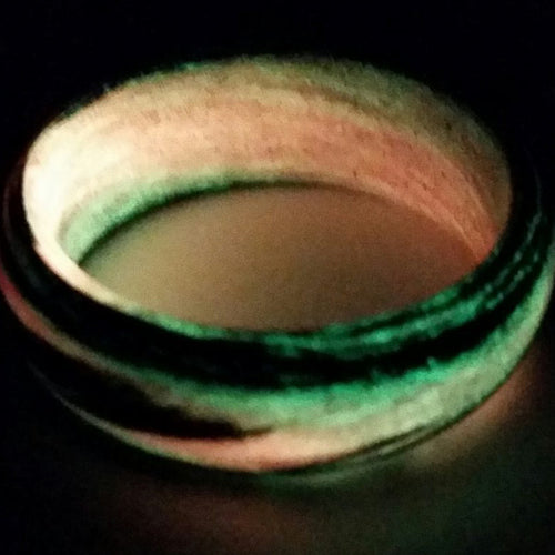 Legacy XIV - Carbon Fiber Men's Wedding Ring with Red Glow Marbled Design - view 5 - Nura Lab