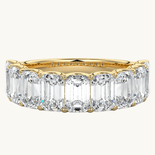 Genevieve emerald lab grown diamond wedding band in yellow gold - Nura Lab NZ