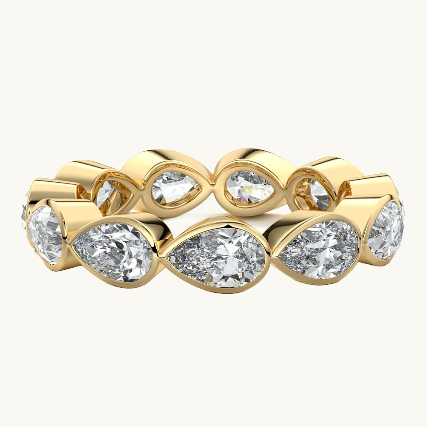 Beatrice pear lab grown diamond wedding band in yellow gold - Nura Lab NZ
