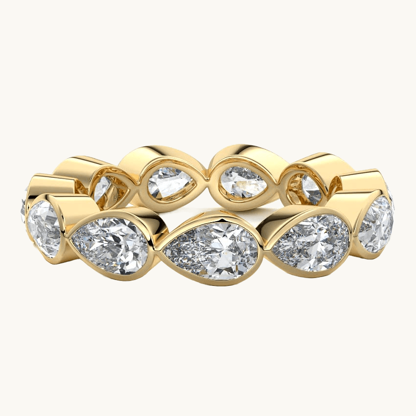Beatrice pear lab grown diamond wedding band in yellow gold - Nura Lab NZ