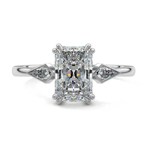 Freya - Radiant Three Stone Lab Grown Diamond Engagement Ring Raphana Jewellery