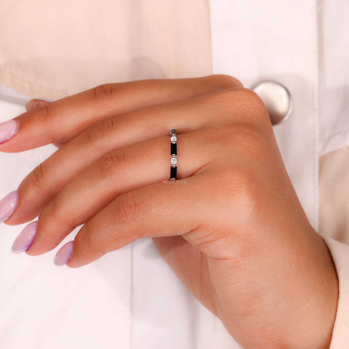 White gold band, shared prong wedding band, shared prong eternity band