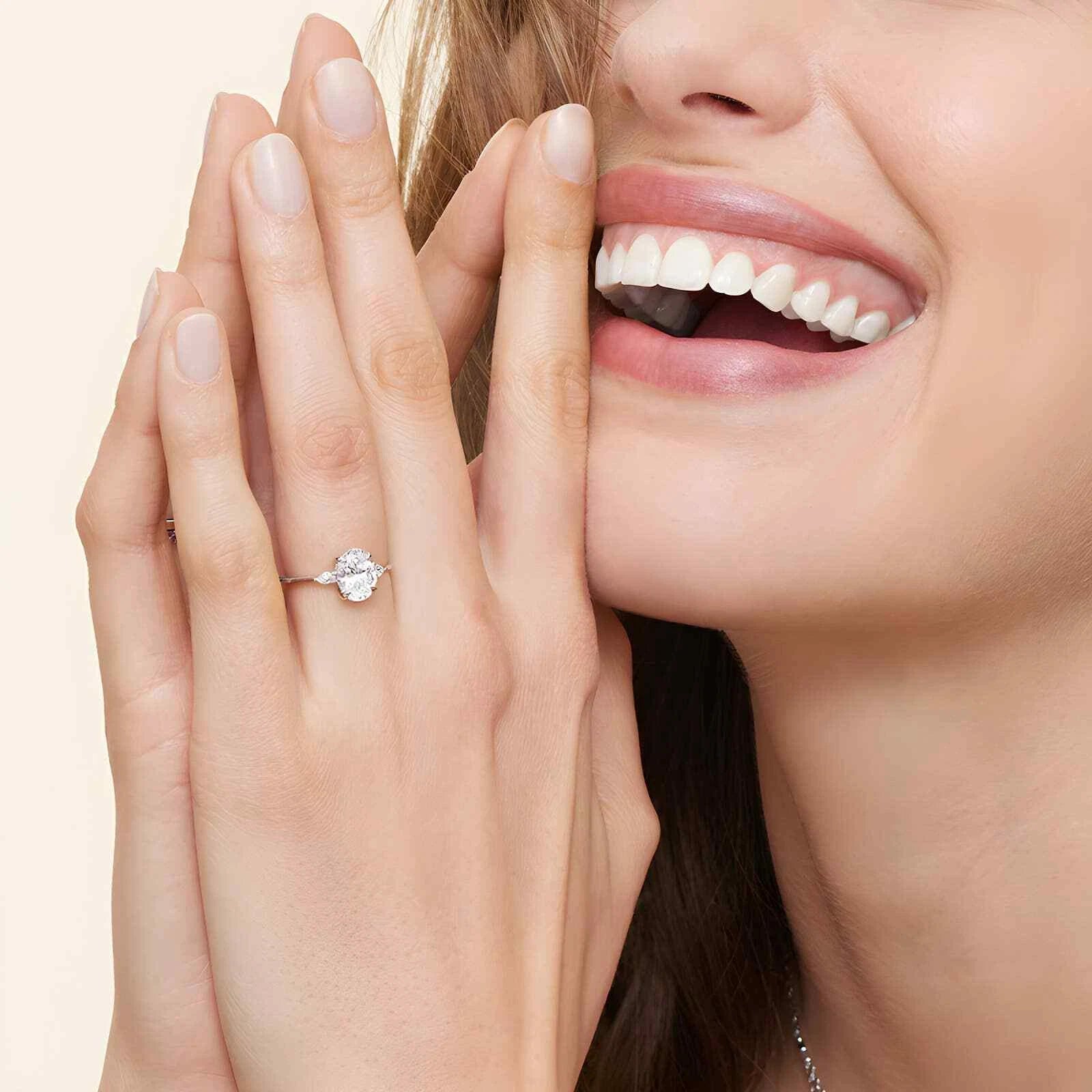 Alora - Three Stone Oval Cut Moissanite Ring