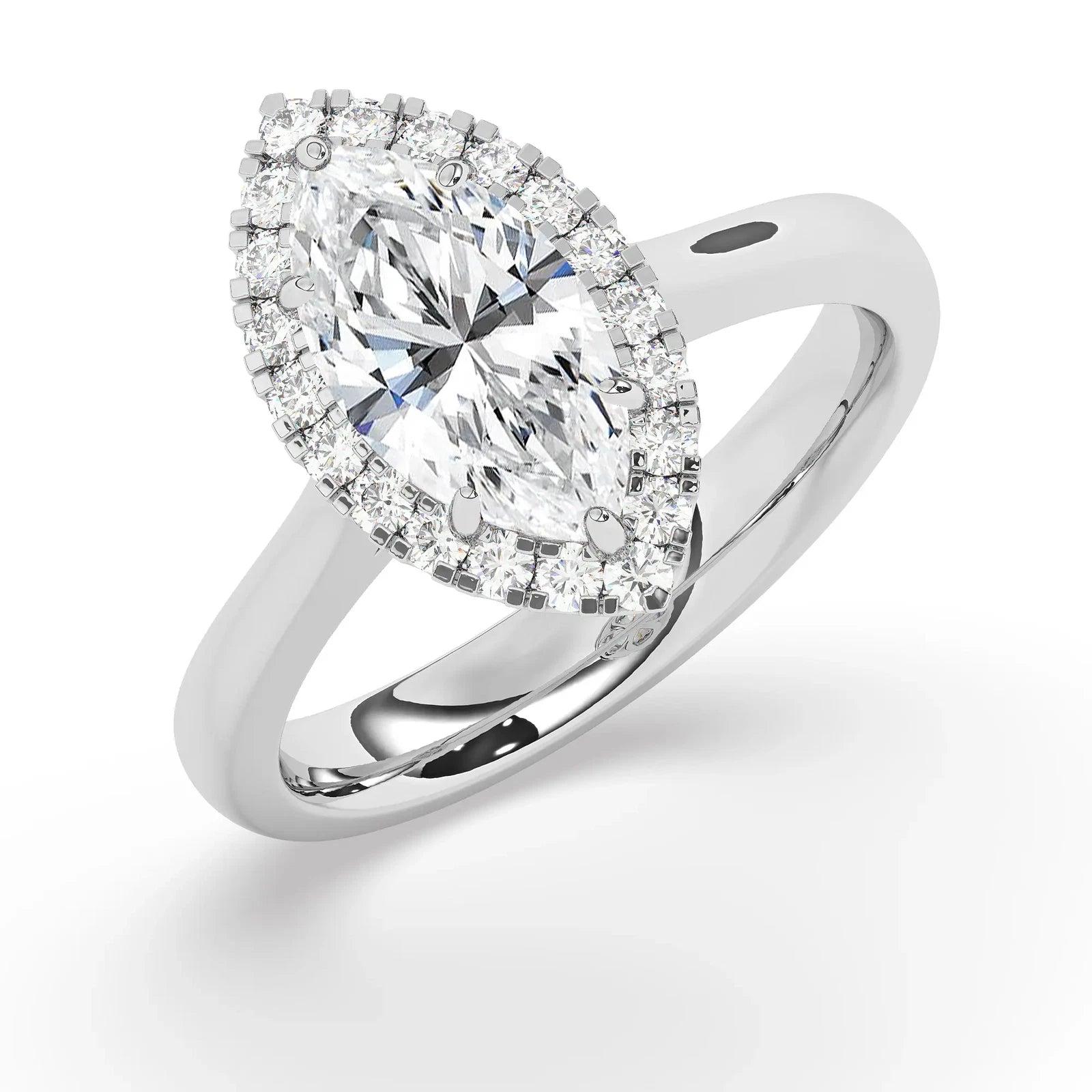 Sharon - Marquise Halo Engagement Ring