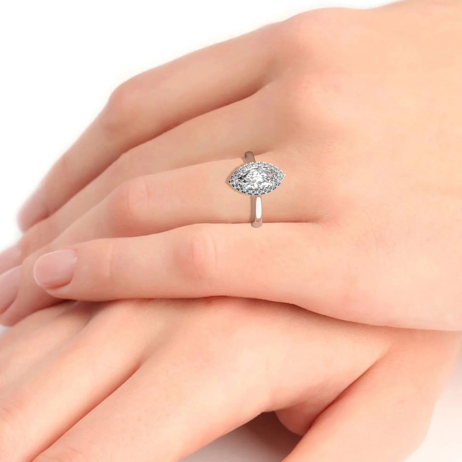 Sharon - Marquise Halo Engagement Ring