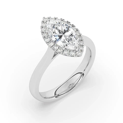 Sharon - Marquise Halo Engagement Ring