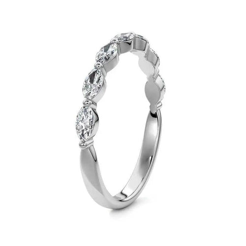 lab grown marquise half eternity wedding ring white gold