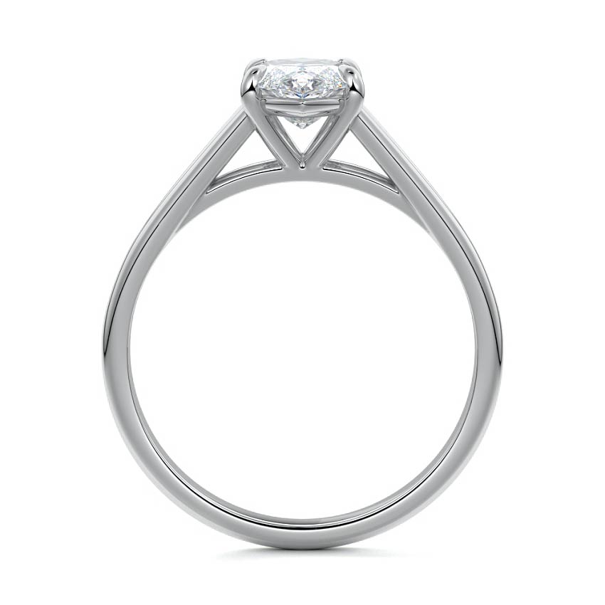 Marquise Solitaire Split Shank Engagement Ring in 18K white gold with lab-grown marquise diamond.