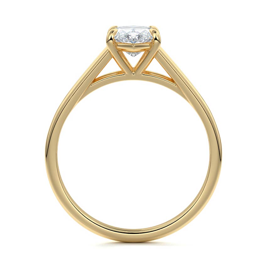 Marquise Solitaire Split Shank Engagement Ring in 18K yellow gold with lab-grown marquise diamond.
