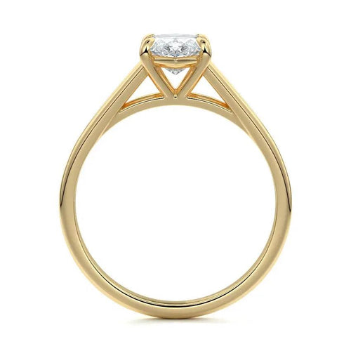 Marquise Solitaire Split Shank Engagement Ring in 18K yellow gold with lab-grown marquise diamond.