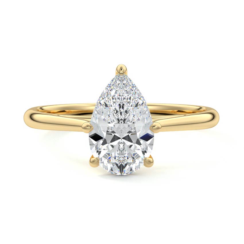 Sienna pear cathedral lab grown diamond engagement ring in yellow gold by Nura Lab New Zealand