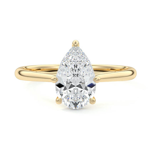 Sienna pear cathedral lab grown diamond engagement ring in yellow gold by Nura Lab New Zealand