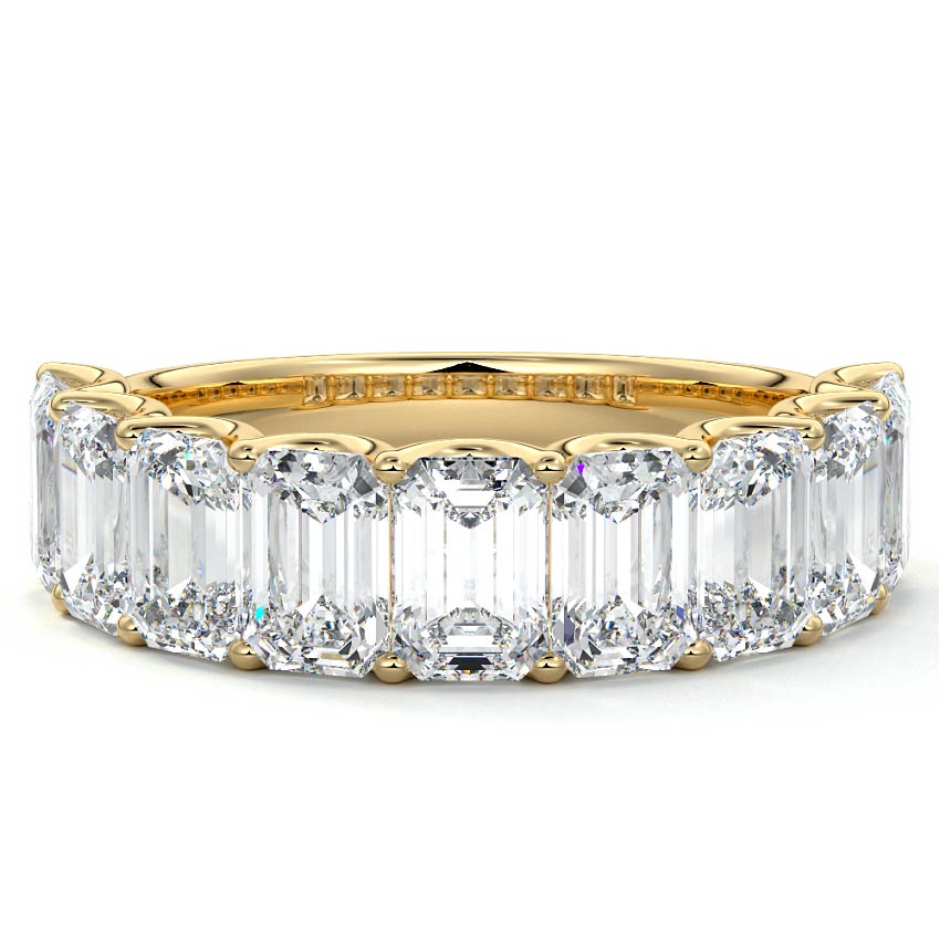 Emerald cut lab-grown diamond half eternity wedding band in [yellow/rose/white gold/platinum] by Nura Lab – New Zealand