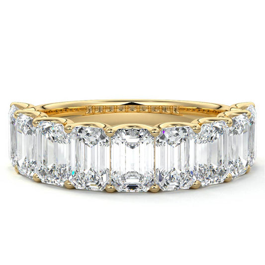 Emerald cut lab-grown diamond half eternity wedding band in [yellow/rose/white gold/platinum] by Nura Lab – New Zealand
