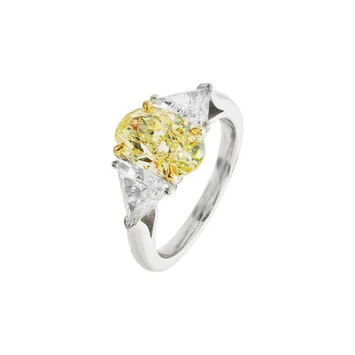 Paige - Oval Cut Yellow Diamond Trilogy Engagement Ring Raphana Jewellery