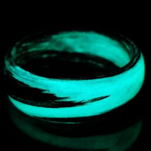 Kauri XIV - Carbon Fiber Men's Wedding Ring with Teal Glow Marbled Design - view 5 - Nura Lab