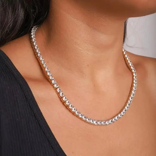 Nura Lab round tennis necklace with lab-grown diamonds set in 14K solid gold