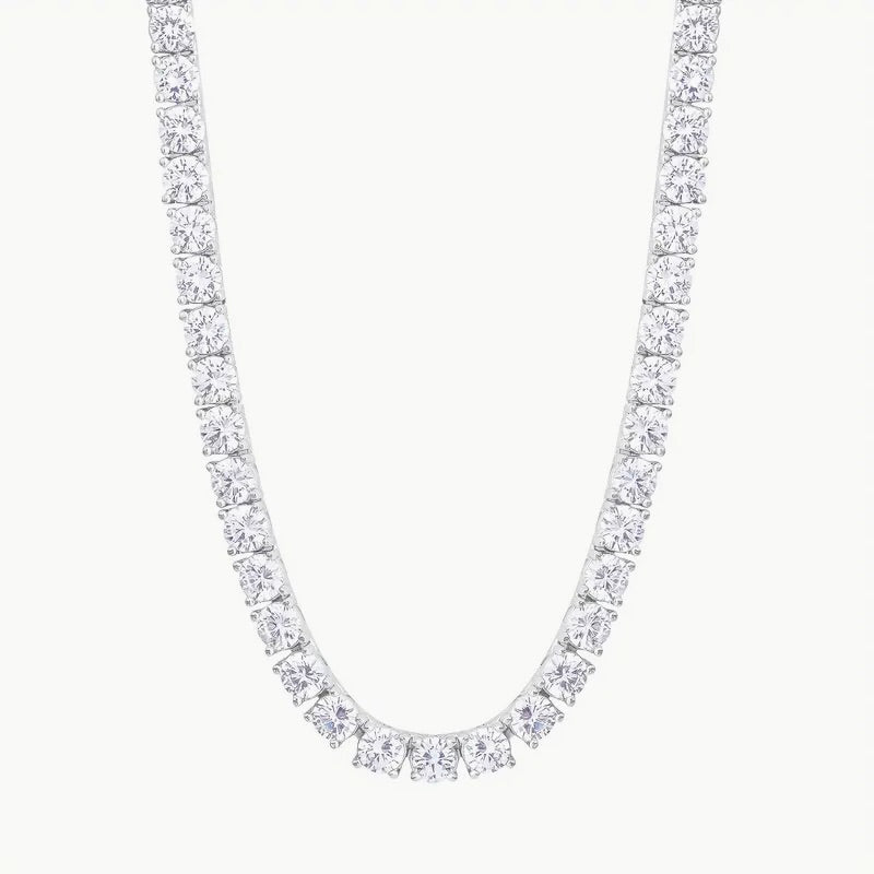 Nura Lab round tennis necklace with lab-grown diamonds set in 14K white solid gold