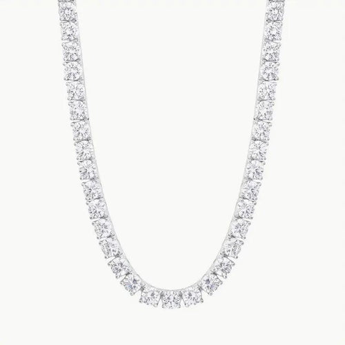 Nura Lab round tennis necklace with lab-grown diamonds set in 14K white solid gold