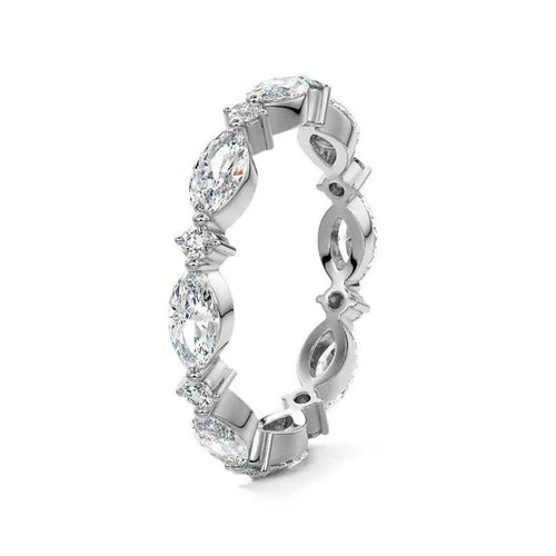 Marquise cut eternity wedding band with lab-grown diamonds in 18K yellow, white, rose gold and platinum – Nura Lab New Zealand
