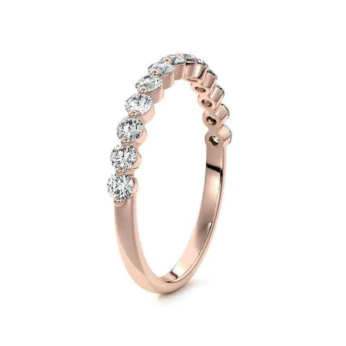 Sasha - Half Eternity Wedding Band Round Cut Moissanite Raphana Jewellery