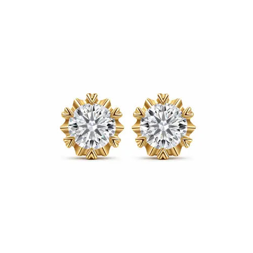 Tulip moissanite stud earrings in 14K yellow gold by Nura Lab New Zealand