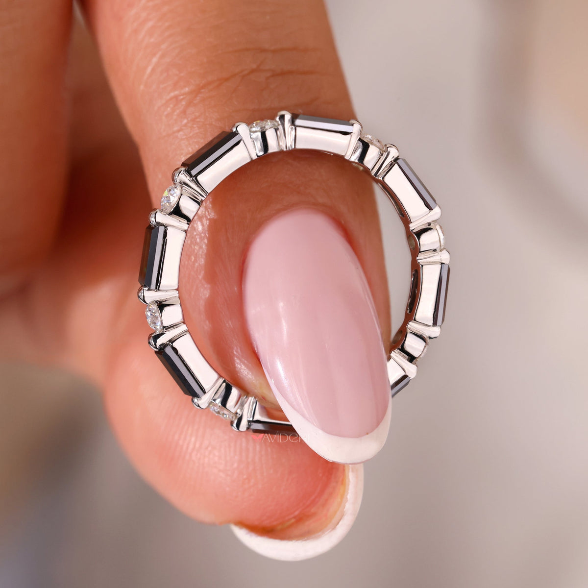 Full eternity band, eternity wedding band, moissanite wedding band