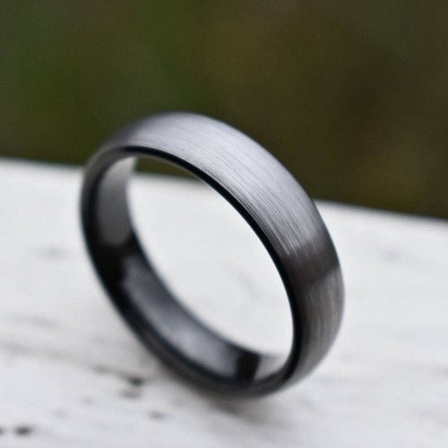 Stronghold II - Tungsten 6mm Wedding Ring Brushed Silver with Black Comfort fit band - view 5 - Nura Lab