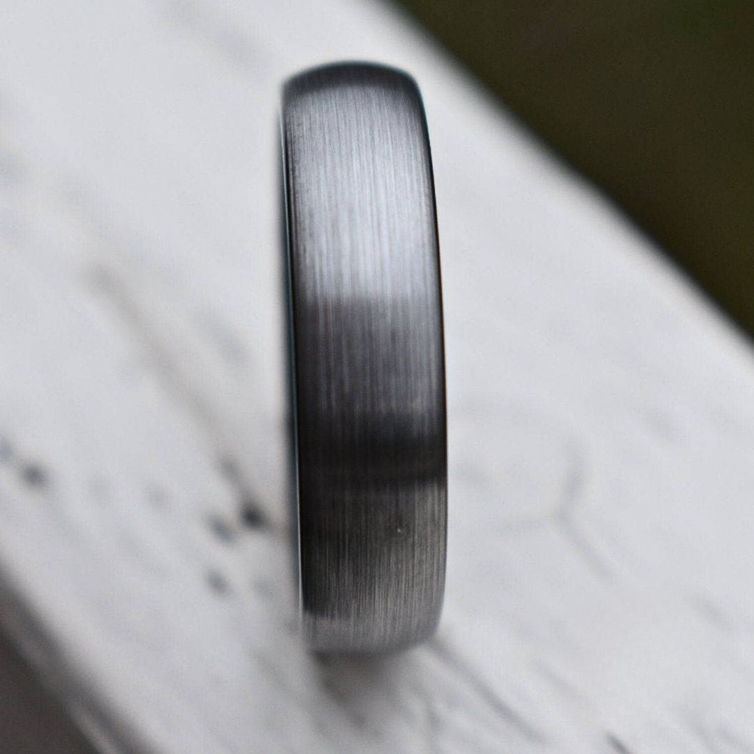 Stronghold II - Tungsten 6mm Wedding Ring Brushed Silver with Black Comfort fit band - view 4 - Nura Lab