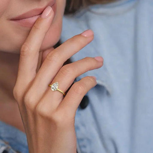 Katlyn - Pear Bezel Lab Grown Diamond Engagement Ring Raphana Jewellery